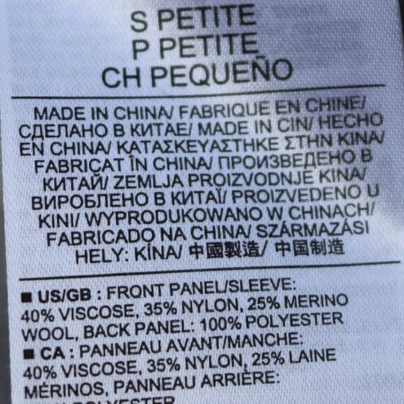 Banana Republic Heather Grey V-Neck Sweater w Lightweight Woven Poly Back Sz SP - Picture 8 of 8